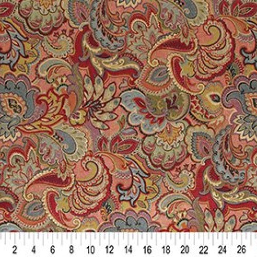 A0025B Green Blue Red and Gold Abstract Floral Upholstery Fabric b...
