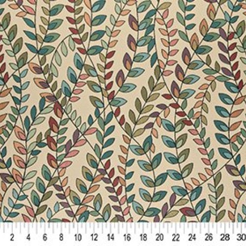 A0027C Teal Green Orange and Purple Vines and Leaves Contemporary ...