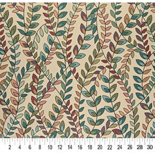 A0027C Teal Green Orange and Purple Vines and Leaves Contemporary ...