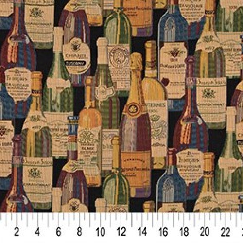 A009 French and Italian Wine Bottles Themed Tapestry Upholstery Fa...