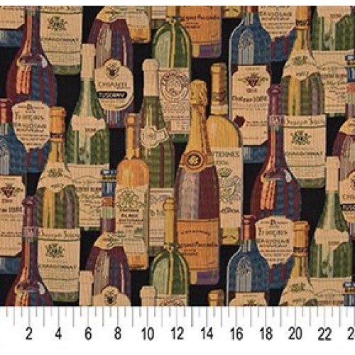 A009 French and Italian Wine Bottles Themed Tapestry Upholstery Fa...