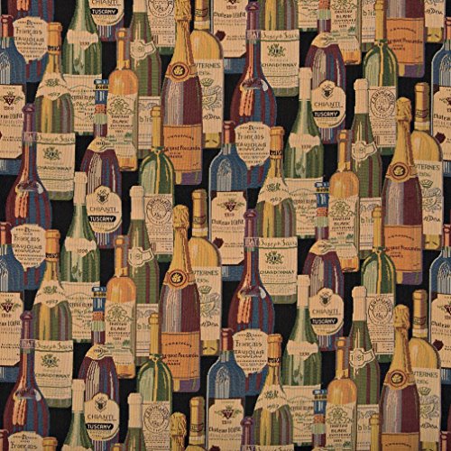 A009 French and Italian Wine Bottles Themed Tapestry Upholstery Fa...