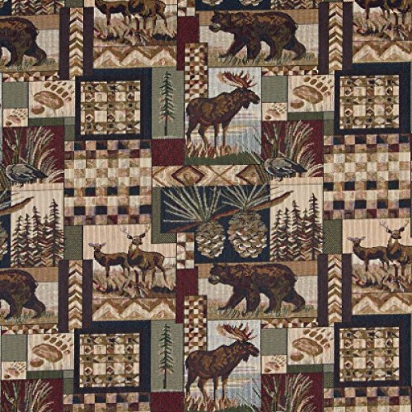 A014 Bears Deer Moose Acorns and Pine Trees Themed Tapestry Uphols...