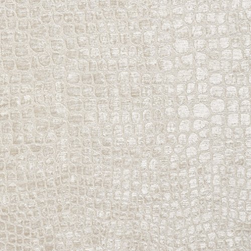A0151E Off White Textured Alligator Shiny Woven Velvet Contemporar...
