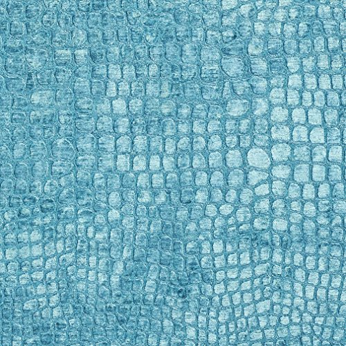 A0151M Aqua Turquoise Textured Alligator Shiny Woven Velvet Uphols...