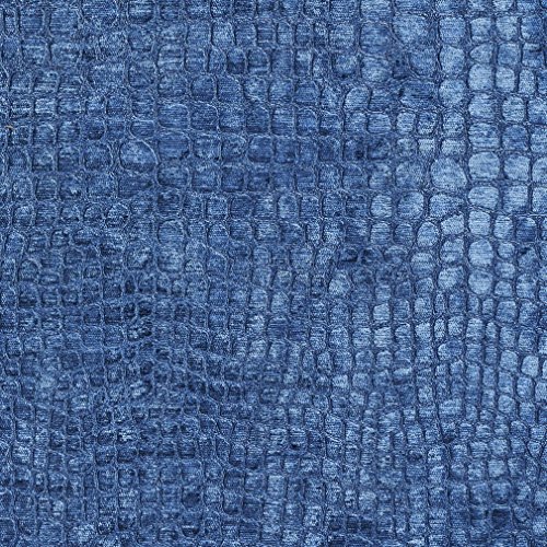 A0151S Blue Textured Alligator Shiny Woven Velvet Contemporary Uph...