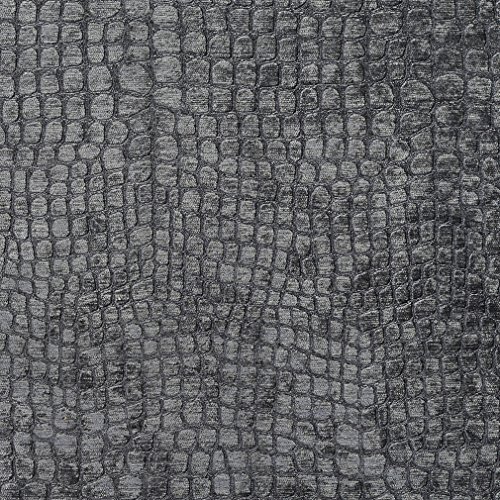 A0151U Grey Textured Alligator Shiny Woven Velvet Upholstery Fabri...