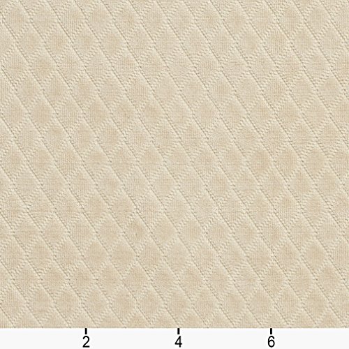 A912 Ivory Diamond Stitched Velvet Upholstery Fabric by The Yard