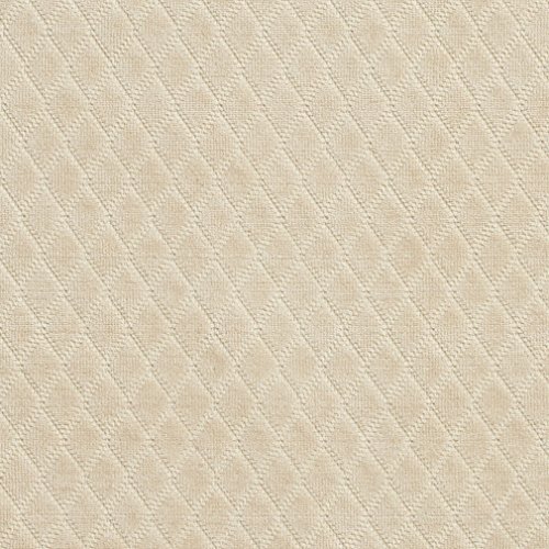 A912 Ivory Diamond Stitched Velvet Upholstery Fabric by The Yard
