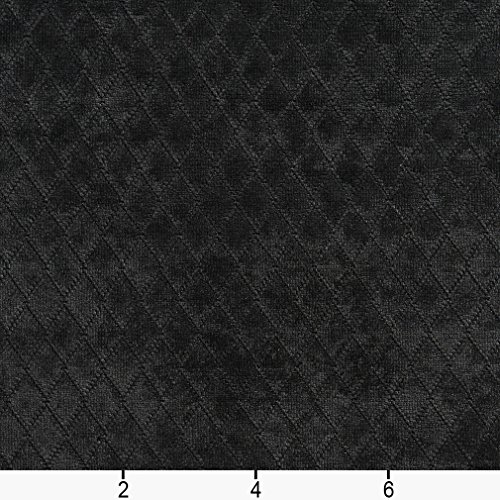 A915 Black Diamond Stitched Velvet Upholstery Fabric by The Yard
