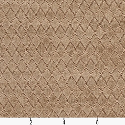 A916 Beige Diamond Stitched Velvet Upholstery Fabric by The Yard