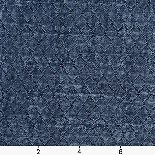 A919 Blue Diamond Stitched Velvet Upholstery Fabric by The Yard