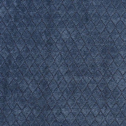 A919 Blue Diamond Stitched Velvet Upholstery Fabric by The Yard