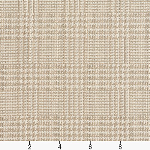 A942 Beige Houndstooth Woven Jacquard Upholstery Fabric by The Yard