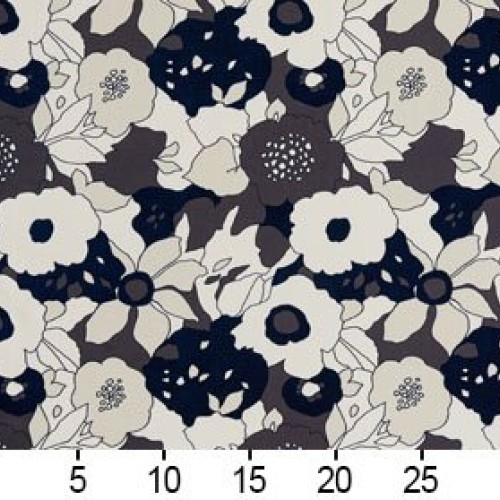 B0450A Black, Taupe and White Large Abstract Flowers Print Upholst...