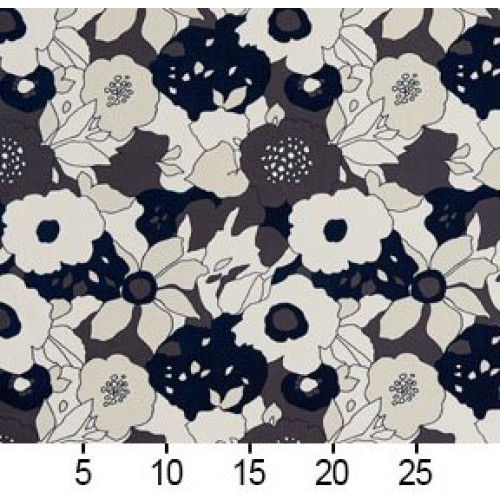 B0450A Black, Taupe and White Large Abstract Flowers Print Upholst...