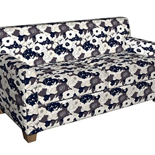B0450A Black, Taupe and White Large Abstract Flowers Print Upholst...