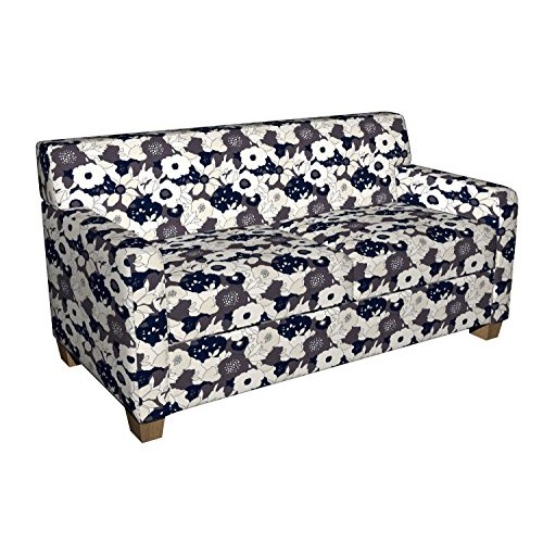 B0450A Black, Taupe and White Large Abstract Flowers Print Upholst...