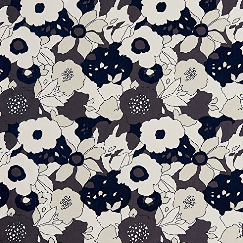 B0450A Black, Taupe and White Large Abstract Flowers Print Upholst...