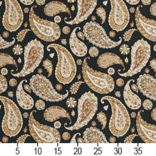 B0490A Black, Brown and Taupe Large Paisley Print Upholstery Fabri...