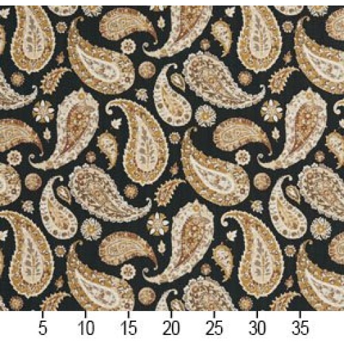B0490A Black, Brown and Taupe Large Paisley Print Upholstery Fabri...