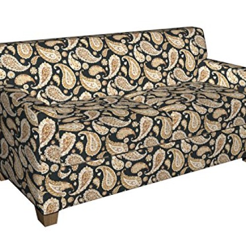 B0490A Black, Brown and Taupe Large Paisley Print Upholstery Fabri...