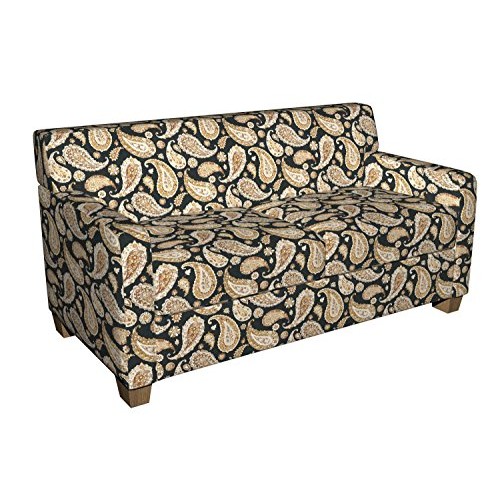 B0490A Black, Brown and Taupe Large Paisley Print Upholstery Fabri...