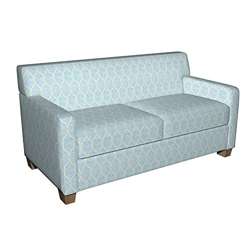 B0830D Aqua Light Blue Woven Trellis Chenille Upholstery Fabric by...