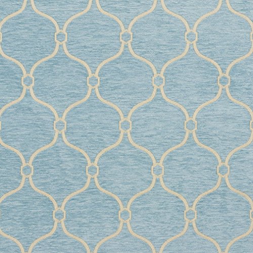 B0830D Aqua Light Blue Woven Trellis Chenille Upholstery Fabric by...