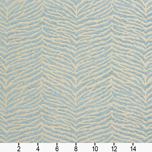 B0870D Aqua Light Blue Woven Zebra Look Chenille Upholstery Fabric...