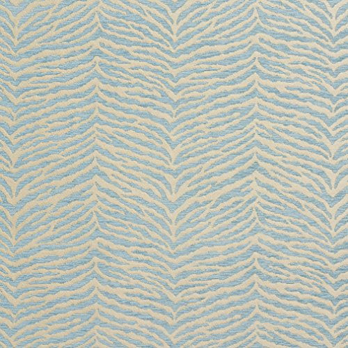 B0870D Aqua Light Blue Woven Zebra Look Chenille Upholstery Fabric...