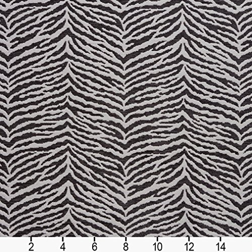 B0870E Black and Silver Woven Zebra Look Chenille Upholstery Fabri...