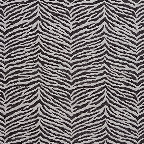 B0870E Black and Silver Woven Zebra Look Chenille Upholstery Fabri...