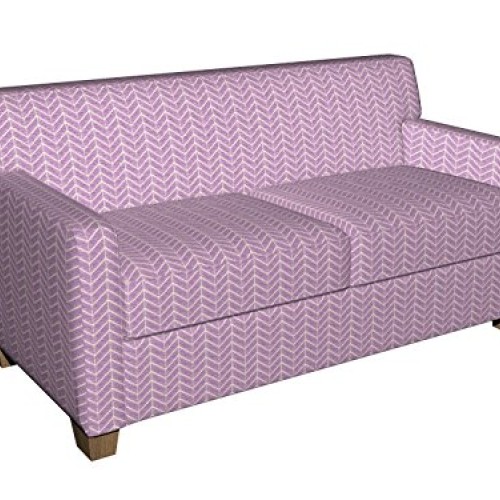 B0880B Purple and Off-White Woven Chevron Chenille Upholstery Fabr...