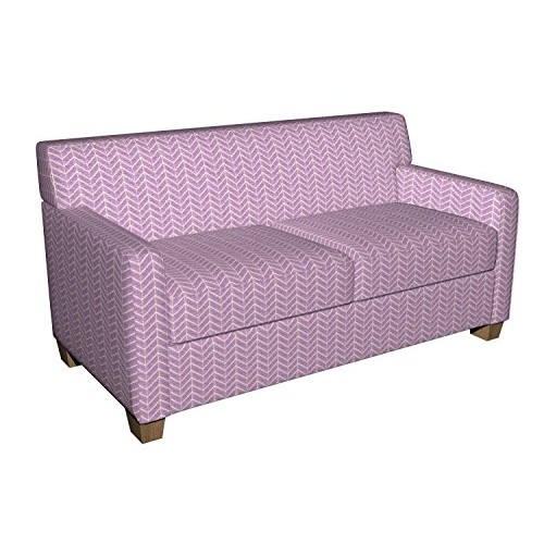 B0880B Purple and Off-White Woven Chevron Chenille Upholstery Fabr...