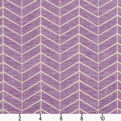B0880B Purple and Off-White Woven Chevron Chenille Upholstery Fabr...