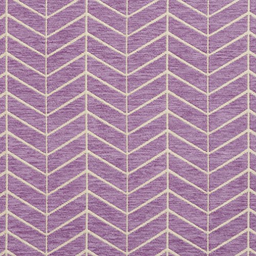 B0880B Purple and Off-White Woven Chevron Chenille Upholstery Fabr...
