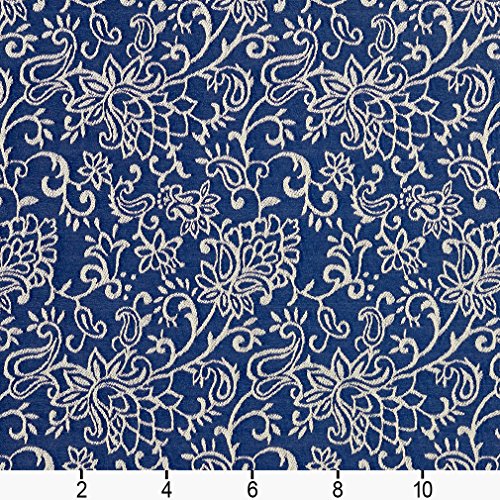 B600 Navy Blue Contemporary Floral Jacquard Woven Upholstery Fabri...