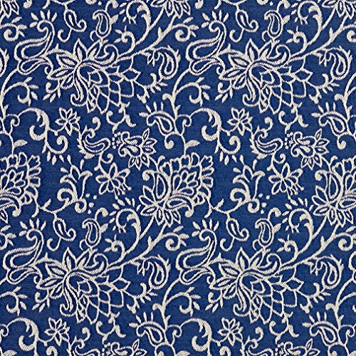 B600 Navy Blue Contemporary Floral Jacquard Woven Upholstery Fabri...