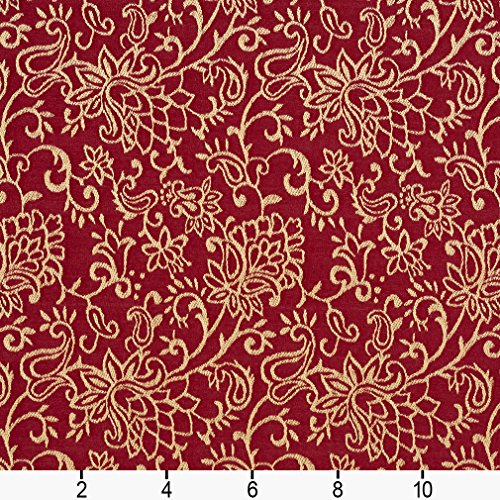 B607 Red Contemporary Floral Jacquard Woven Upholstery Fabric by T...