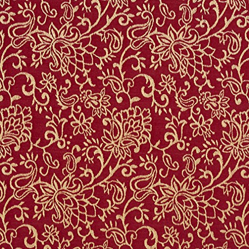 B607 Red Contemporary Floral Jacquard Woven Upholstery Fabric by T...