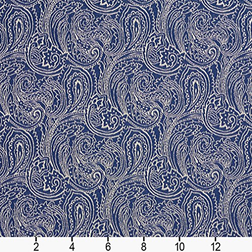 B627 Navy Blue Traditional Paisley Jacquard Woven Upholstery Fabri...
