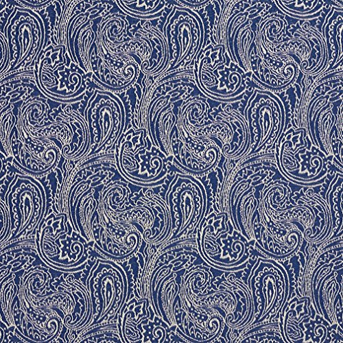B627 Navy Blue Traditional Paisley Jacquard Woven Upholstery Fabri...