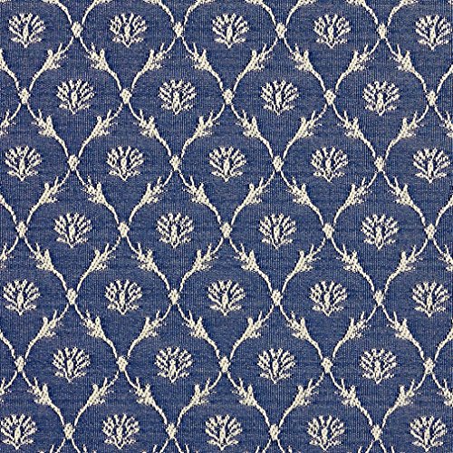 B636 Navy Blue Floral Trellis Jacquard Woven Upholstery Fabric by ...