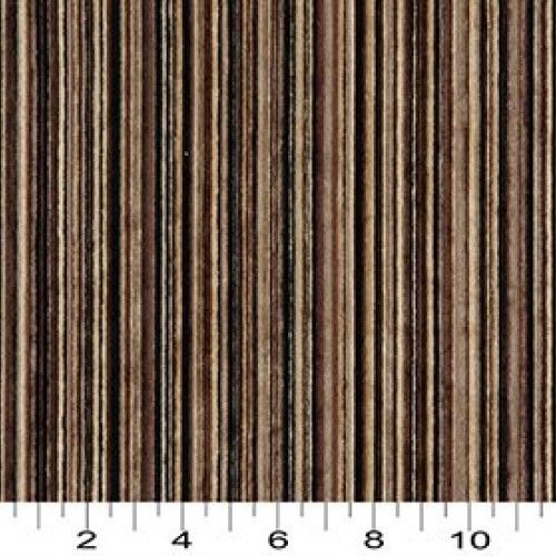 C253 Brown and Black Striped Chenille Upholstery Fabric by The Yard