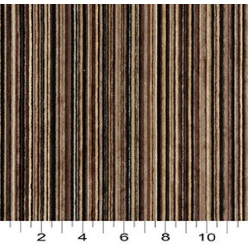 C253 Brown and Black Striped Chenille Upholstery Fabric by The Yard
