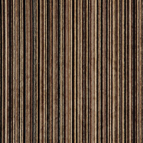 C253 Brown and Black Striped Chenille Upholstery Fabric by The Yard