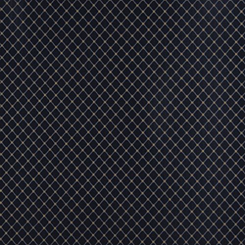 D334 Navy Blue and Gold Diamond Jacquard Woven Upholstery Fabric b...