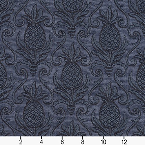 E521 Blue Pineapple Jacquard Woven Upholstery Grade Fabric by The ...