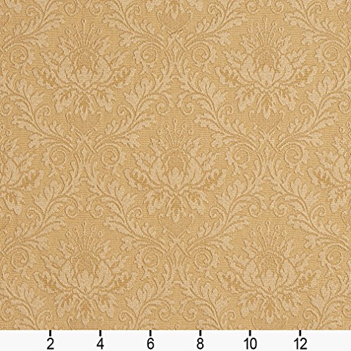 E541 Gold Floral Jacquard Woven Upholstery Grade Fabric by The Yard
